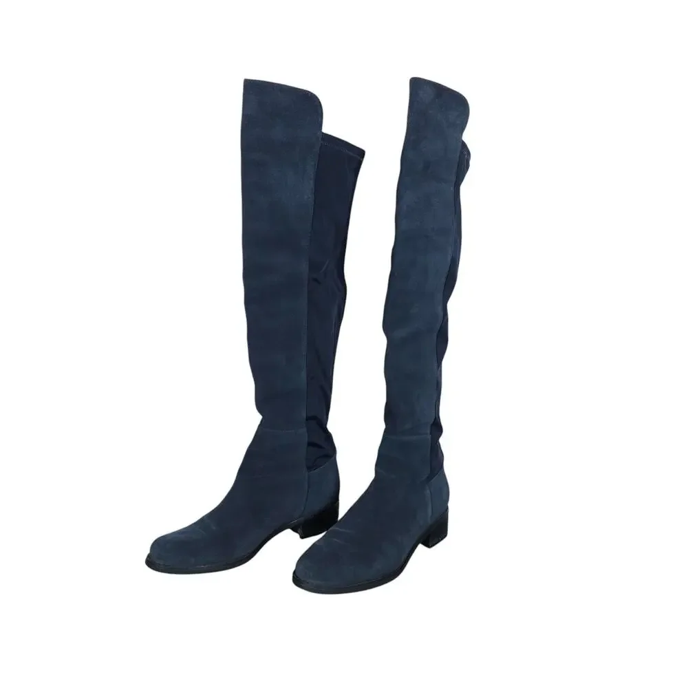 Blondo Womens Over The Knee Boots 8 Soft Black Suede Leather Waterproof Pull On